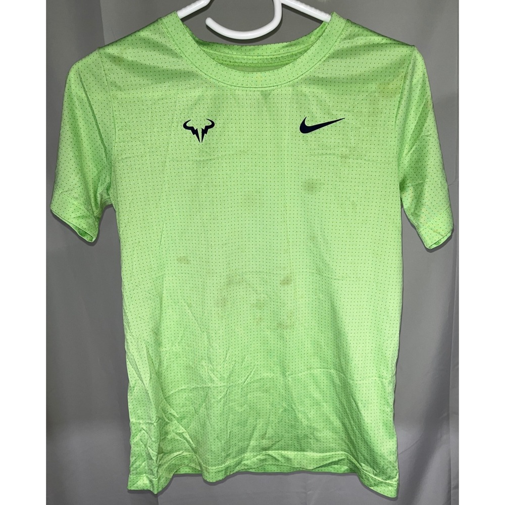 Nike Rafael Nadal Rafa Bull Tennis Shirt Lime Green Dri-FIT Sport Top Large Kids